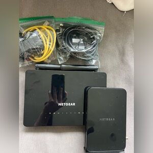 Netgear Black Wireless Router and Modem Bundle